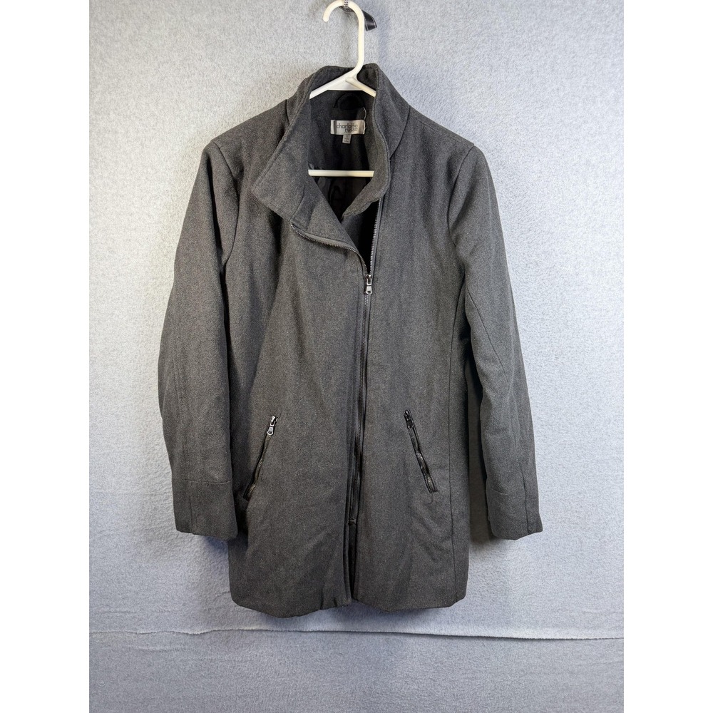 Charlotte Russe Coat Womens Small Juniors Gray Zip Front Lined Pockets Jacket